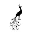 Peacock. Peacock simple black and white line art vector logo Royalty Free Stock Photo