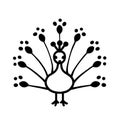 Peacock. Peacock simple black and white line art vector logo Royalty Free Stock Photo