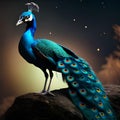 Peacock in a starry night