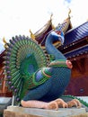 Peacock Statue in Wat Ban Den Chiangmai Thailand.