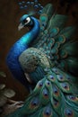 Beautiful Peacock Close Up. Colorful and Vibrant Animal. Royalty Free Stock Photo