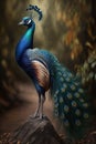 Beautiful Peacock Close Up. Colorful and Vibrant Animal. Royalty Free Stock Photo