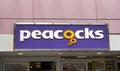 Peacocks clothes shop sign logo