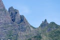 Peak of Cirque of Cilaos mountain on La Reunion Island Royalty Free Stock Photo