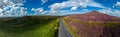 Peak District National Park - panoramic view over the heather fields Royalty Free Stock Photo