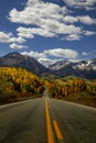 Peak Fall color along San Juan Skyway Scenic Byway near Telluride Colorado Royalty Free Stock Photo