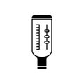 Peak flow meter. Silhouette icon of portable spirometer. Black simple illustration of asthma medical device. Outline isolated