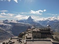 The peak of Gornergrat over Zermatt in the Swiss alps Royalty Free Stock Photo