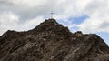 Peak grawand with summit cross in the ÃÂ¶tztal alps Royalty Free Stock Photo