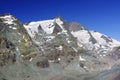 The Peak of Grossglockner Mountain and the glacier Pasterze. Royalty Free Stock Photo
