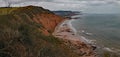 Peak hill cliff near Sidmouth in Devon on a stormy day. Part of the South West Coastal path