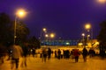 Peak-hour croud near metro station Sportivnaya in Moscow