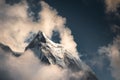 Peak of Kangtega mount in Himalaya mountains at sunset Royalty Free Stock Photo
