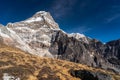 Peak 43 or Kyashar mountain peak in Mera peak trekking route, Himalaya mountains range in Nepal Royalty Free Stock Photo