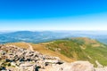 Mala Babia Gora, Beskidy, Poland, hiking trail landscape, visible line of smog Royalty Free Stock Photo