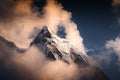 Peak of Mount Kangtega in Himalaya mountains at sunset, Nepal Royalty Free Stock Photo