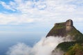 Peak Mountain Pedra da Gavea in clouds sky sea ocean, Rio de Jan