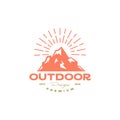 Peak mountain sunburst vintage logo design