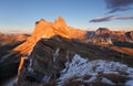 Peak Seceda hills of Odle group at Val Gardena Dolomites Italy