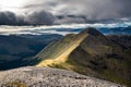 The peak of Sgorr Dhonuill Beinn a`Bheithir on a cloudy autumn day.