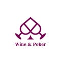 Peak suit and wine glasses abstract icon. Idea poker logo template. Royalty Free Stock Photo