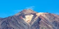 Peak of Teide volcano on Tenerife island on Canary Islands panorama highest mountain in Spain Royalty Free Stock Photo