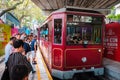 The Peak Tram. The railway to Victoria Peak, a mountain with view above the city skyline of Hong Kong Royalty Free Stock Photo