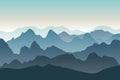 Mountains vector landscape. Nature background in the morning.