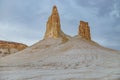 Peaked rocks in the canyon of Boszhira, chines Plateau Ustyurt, Kazakhstan Royalty Free Stock Photo