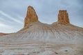 Peaked rocks in the canyon of Boszhira, chines Plateau Ustyurt, Kazakhstan Royalty Free Stock Photo