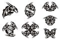 Black dragon head symbols in tribal style Royalty Free Stock Photo