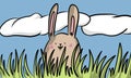 Peaking bunny illustration