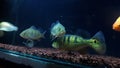 Peakock bass fish in the black water Royalty Free Stock Photo