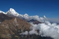 Peaks of Annapurna South, Hiun Chuli and Machapuchare Royalty Free Stock Photo
