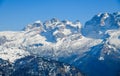 Peaks of the Brenta Dolomites covered with snow at the Madonna di Campiglio Ski Resort