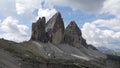 Peaks of Drei Zinnen, Tre Cime di Lavaredo in Dolomiten mountains, Italy Royalty Free Stock Photo