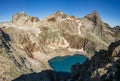 Peaks Gourgs Blancs, Gourdon and Spijeoles over Lac GlacÃÂ©