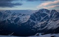 Peaks of the Greater Caucasus at sunset Royalty Free Stock Photo