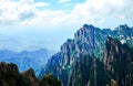 Peaks of Huangshan Yellow Mountain under Cloud and Blue Sky Royalty Free Stock Photo