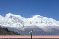 The peaks of Huascaran snow-capped mountain (6768 masl) belonging to the Cordilliera Blanca, located in Yungay Royalty Free Stock Photo