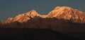 Peaks of the Manaslu range at sunset Royalty Free Stock Photo