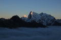 Peaks of Mount Ama Dablam and Cholatse at sunset