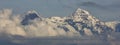 Famous mountains Eiger and Monch surrounded by clouds. Scene in Royalty Free Stock Photo