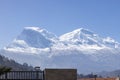 The peaks of Nevado Huascaran (6768 masl) belonging to the Cordilliera Blanca of the Andes, located in Yungay