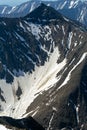 Peaks of picturesque mountains from above