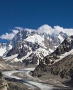 Peaks in snow and glacier nearby Chamonix