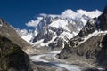 Peaks in snow and glacier nearby Chamonix