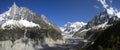 Peaks in snow and glacier nearby Chamonix