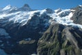 Peaks in snow and glacier nearby Grindelwald in Switzerland