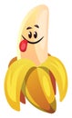 Pealed banana with tongue out illustration vector Royalty Free Stock Photo